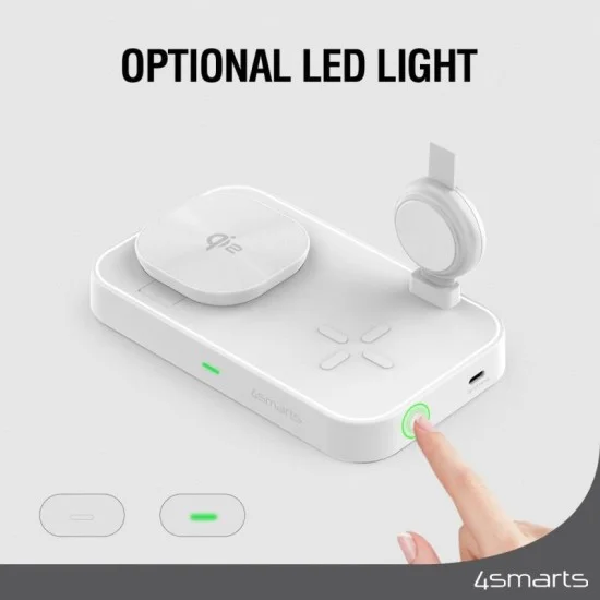 Bazic Gomag Station 2 3In1 Fast Wireless Charging Station With Apple Watch Charger  -White